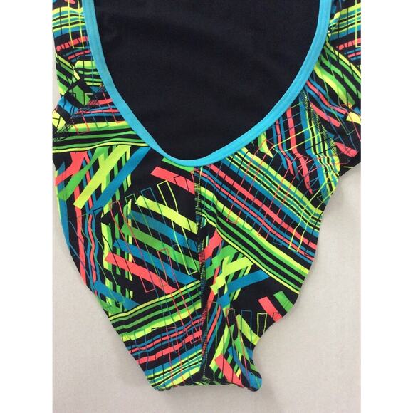 Adidas Swimwear One Piece Swimsuit Multicolor Print Open Back - Picture 6 of 7